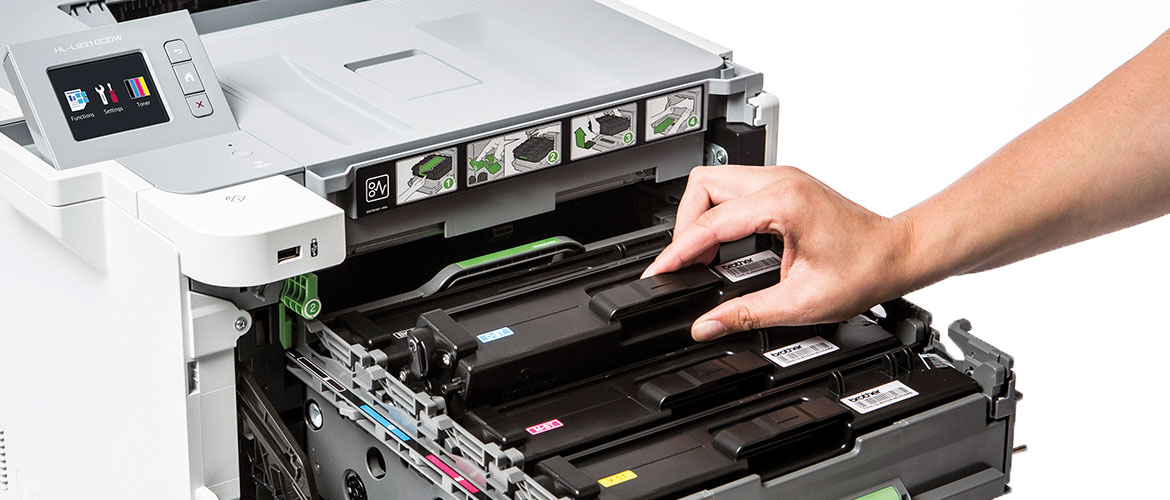 Laserdrucker Offen mit Tonerkartuschen
