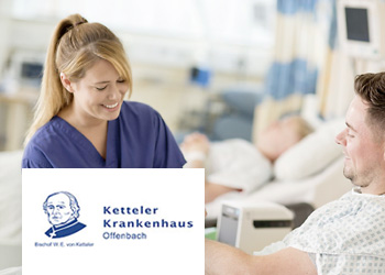 Krankensschwwester mit Patienten im Krankenhaus Ketteler