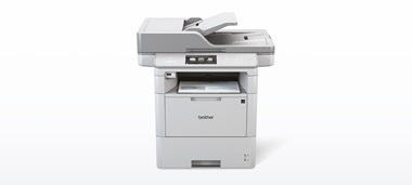 Brother MFC-L6800DW, Ansicht von Vorn mit Ausdruck, vor Weißem Hintergrund