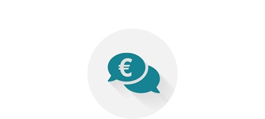 Symbol Zwei Sprechblasen mit Euro-Zeichen