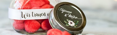Beschriftetes glas für die Hochzeit - Brother TapeSeator