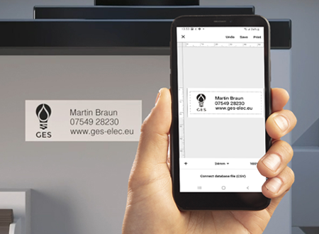 Pro-Label-Tool-App und Kontaktdetail-Label