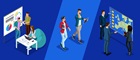 Illustration von zwei Start-up-Hubs mit arbeitenden Personen auf dunkelblauem Hintergrund. Dazwischen laufen zwei Personen auf hellblauem Hintergrund.